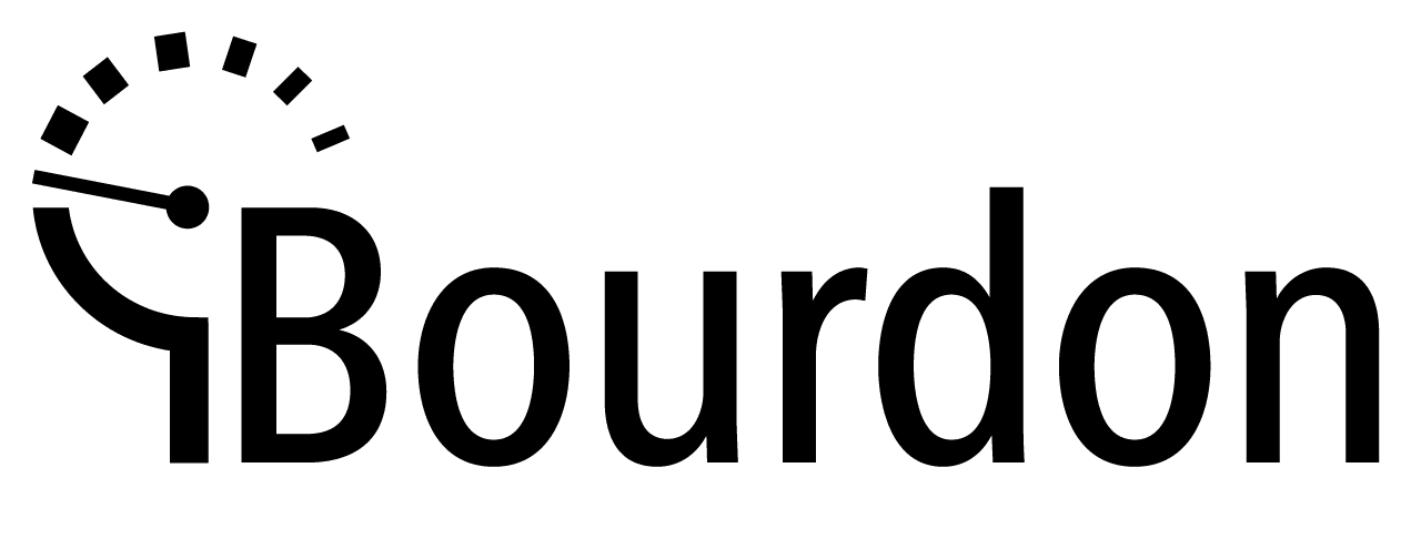 A logo with black text that reads "Bourdon".