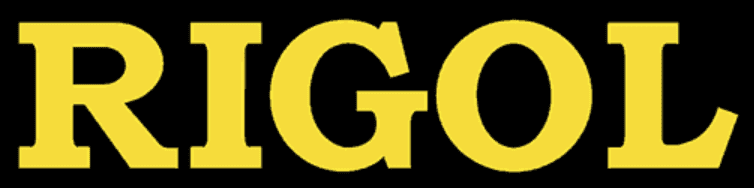 A logo with a black background and yellow letters that read "Rigol".