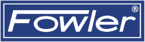 Fowler logo with white text on a blue background.