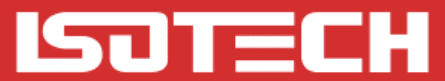 Partial view of a red and white graphic with bold letters reading "Isotech".