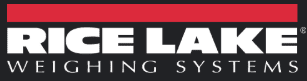 Logo with a black and red background and text that reads "Rice Lake Weighing Systems".