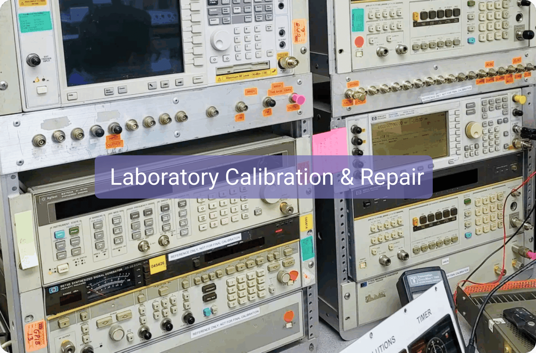 Electronic testing equipment used for laboratory calibration and repair.